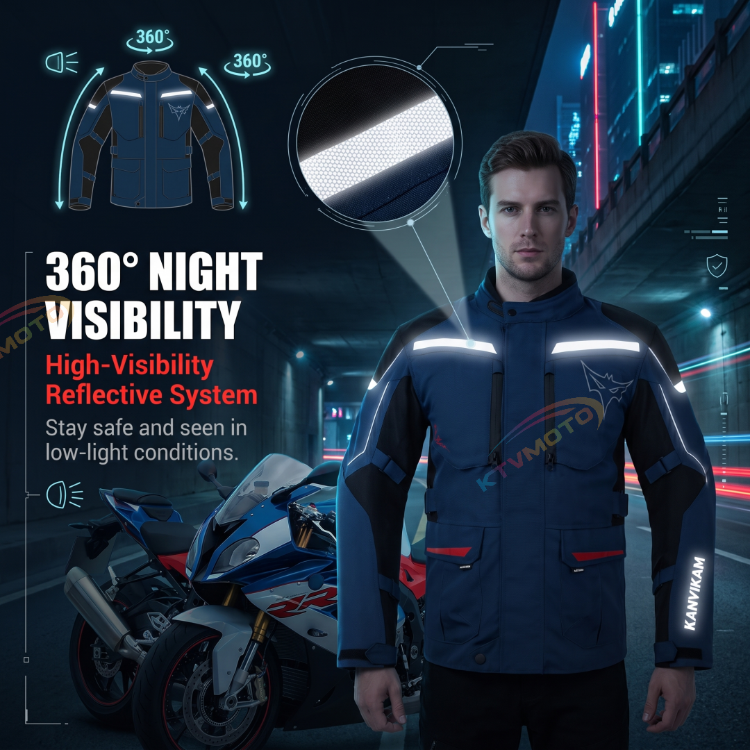 Warm Motorcycle Touring Jacket with Removable Liner-J51