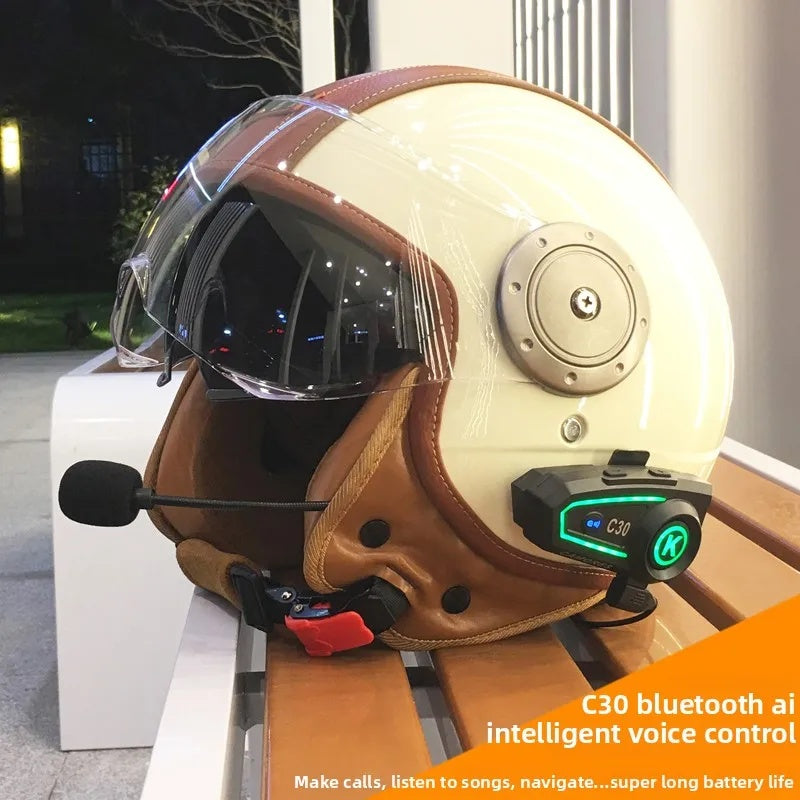 Dual-lens open-back Bluetooth motorcycle helmet-I27