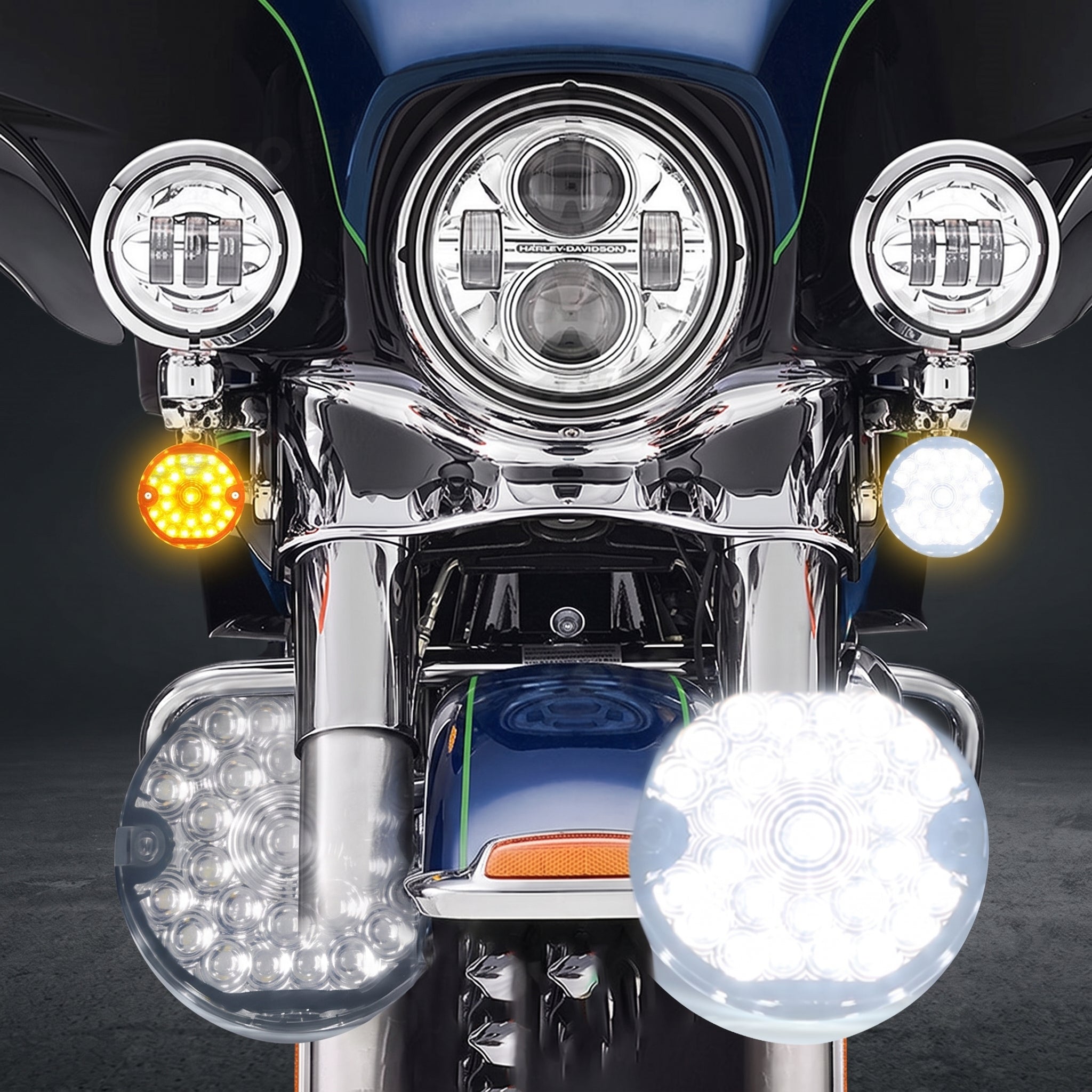 1157 LED Peacock Turn Signal Lights for Harley Moto – D21