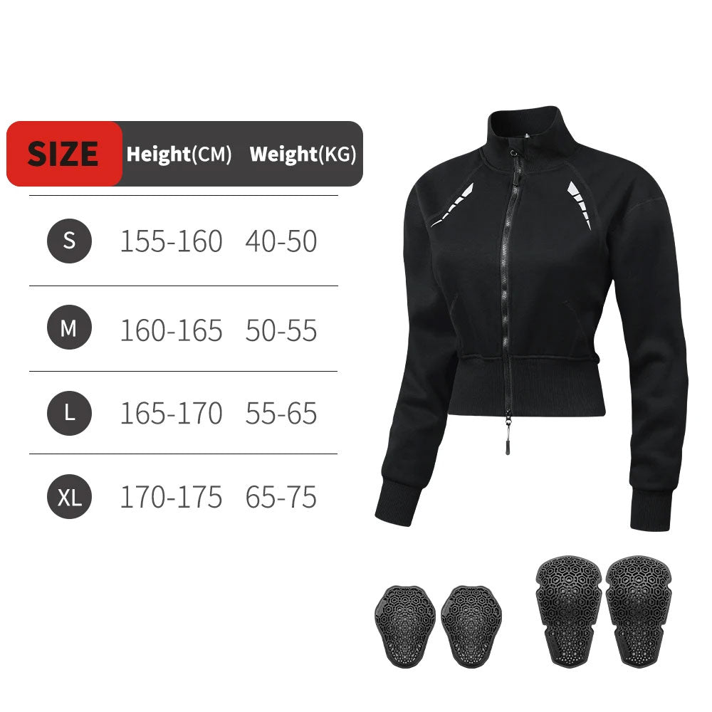 CE Protective Pad Women's Fleece-Lined Cycling Armor Jacket-J36