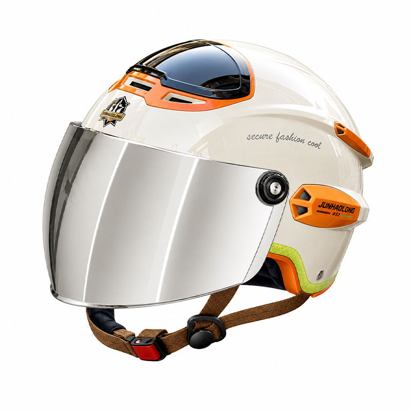KTVMOTO Open Face Motorcycle Helmet with Dual Visor for Adults-I263