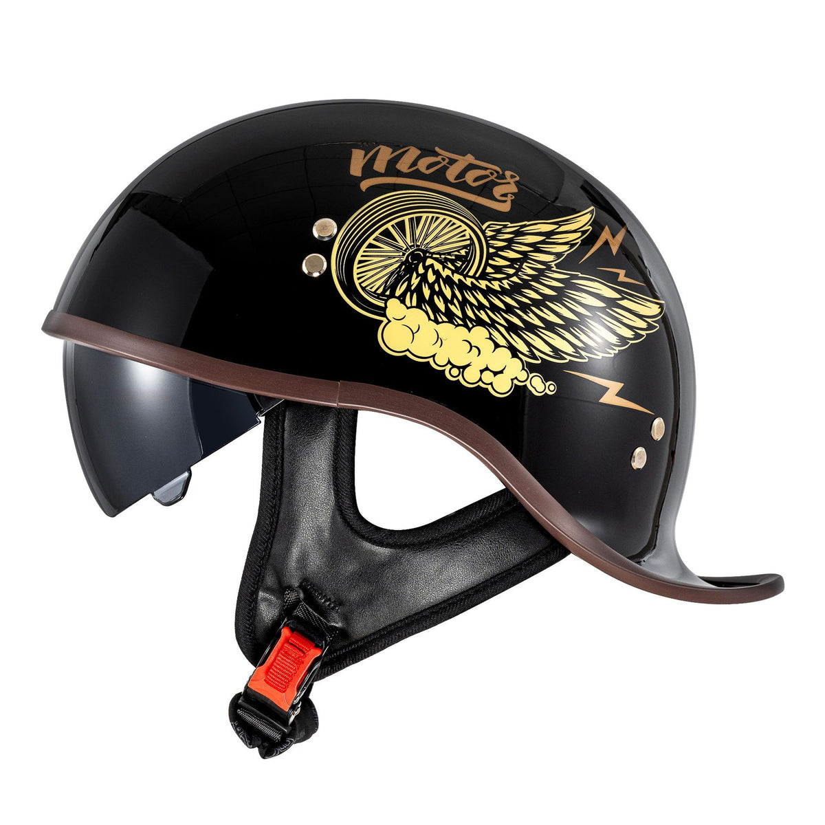 KTVMOTO Vintage Half Helmet with Visor – Retro Motorcycle Helmet-I277
