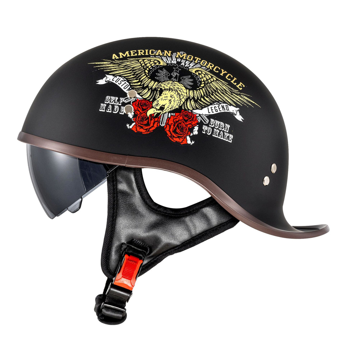 KTVMOTO Vintage Half Helmet with Visor – Retro Motorcycle Helmet-I277
