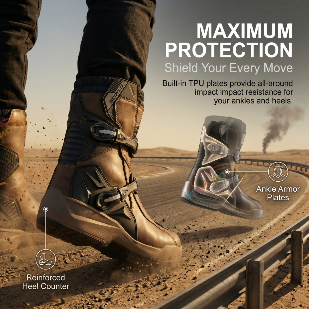 Leather protective boots for cruiser motorcycles-K53
