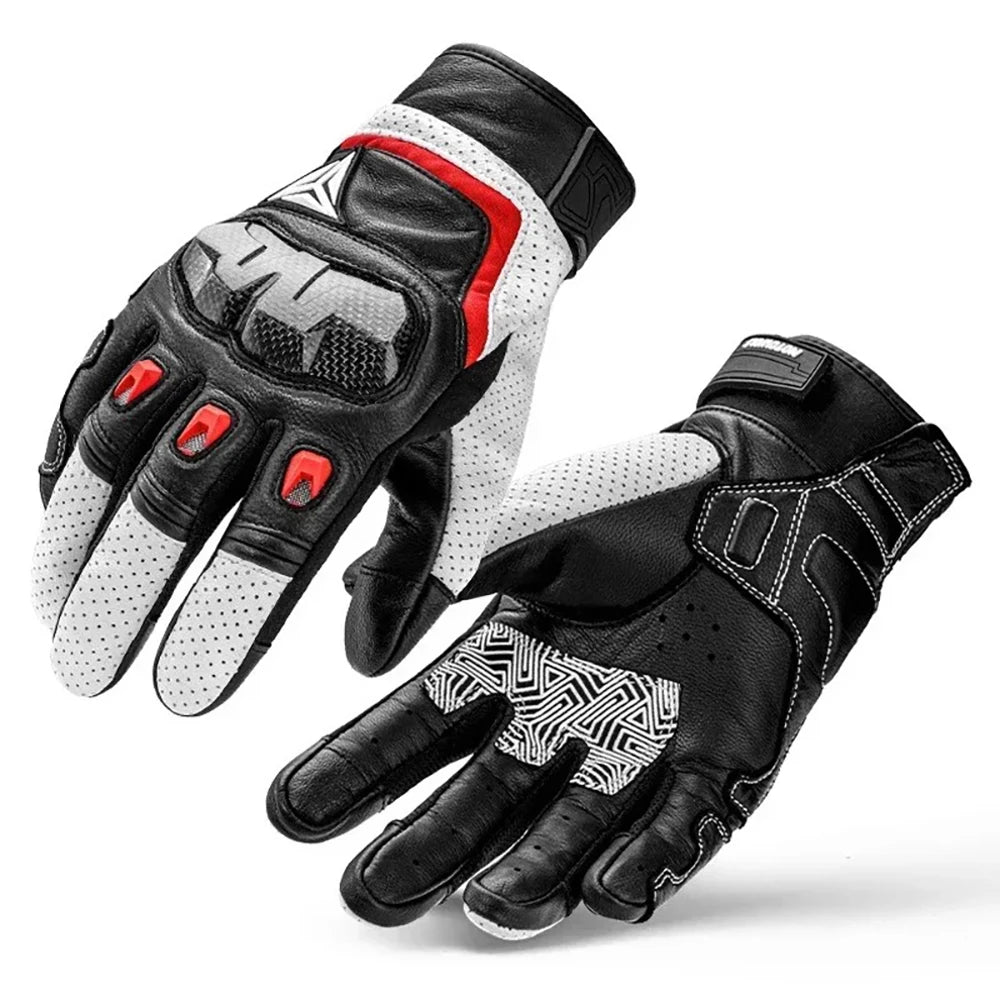 Off-road motorcycle touch screen breathable carbon fiber protective full finger gloves-G06