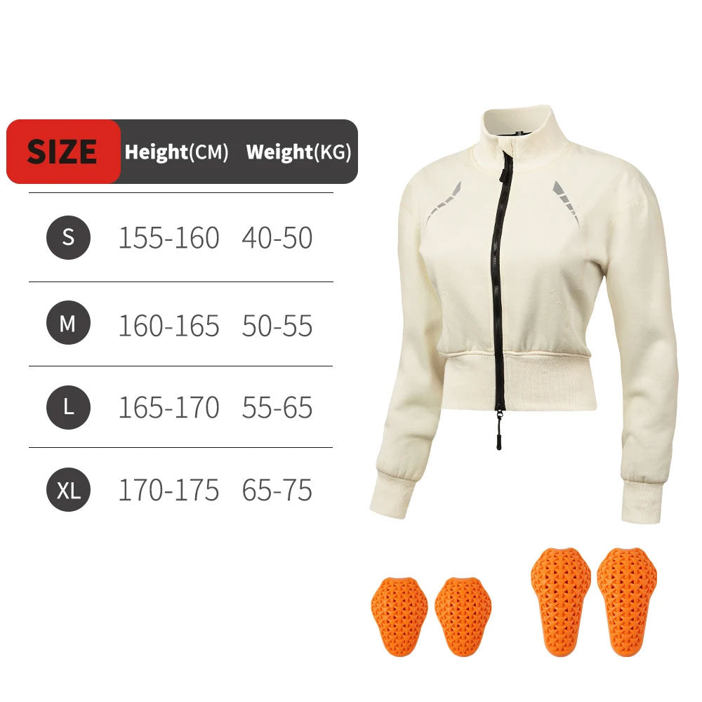 CE Protective Pad Women's Fleece-Lined Cycling Armor Jacket-J36