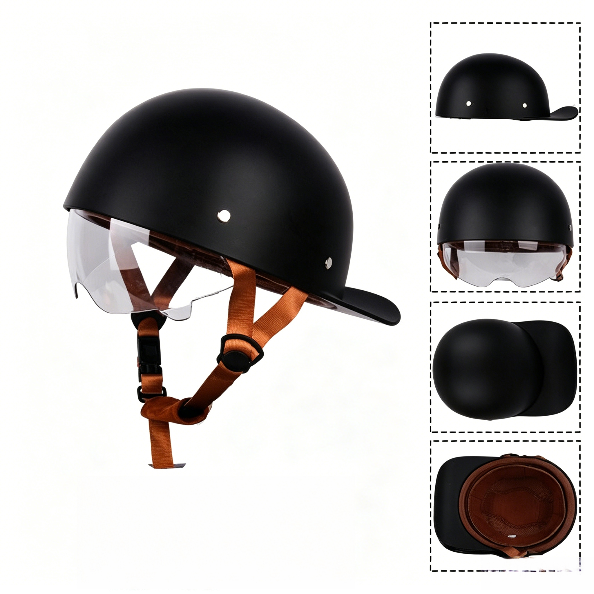 Retro cruiser motorcycle half helmet- I07