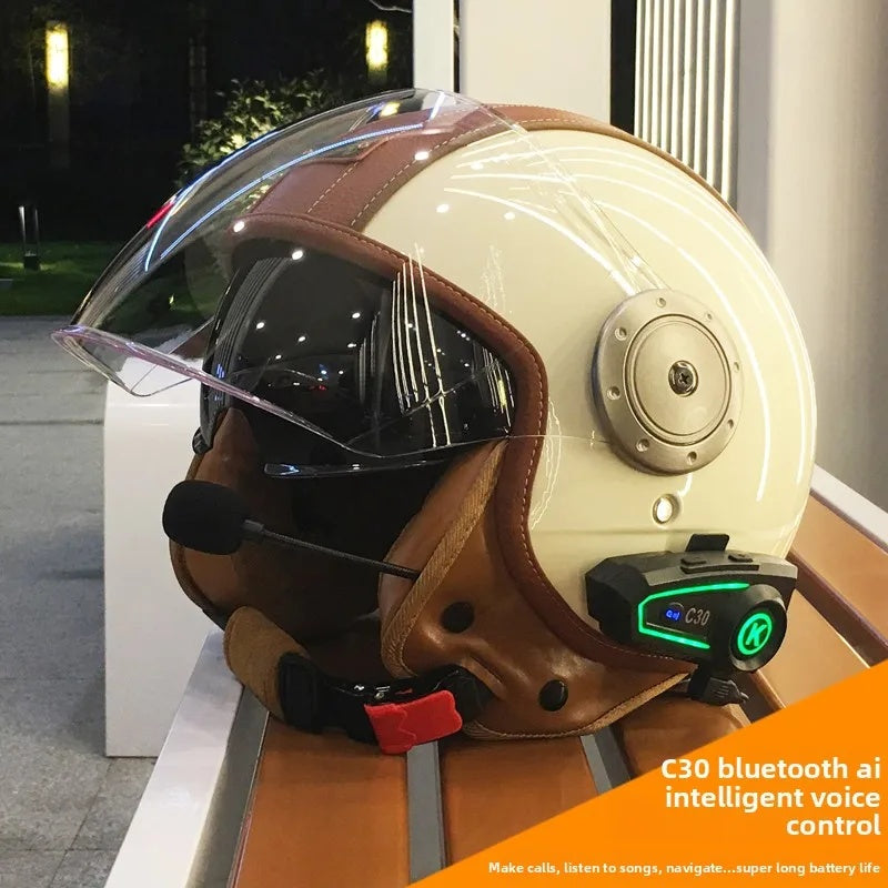 Dual-lens open-back Bluetooth motorcycle helmet-I27