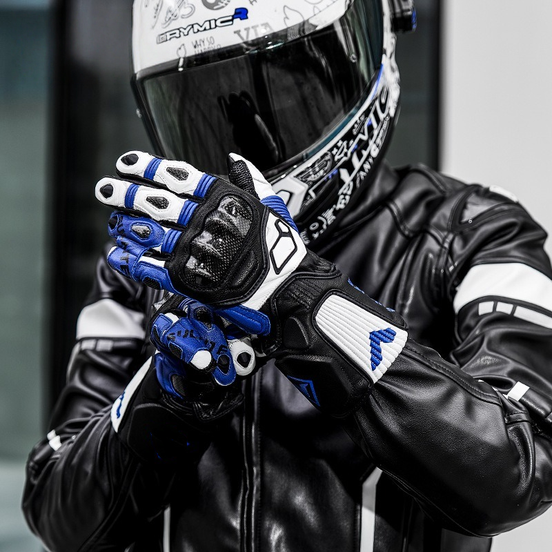 CE2 grade 3K carbon fiber genuine leather gloves - GT01