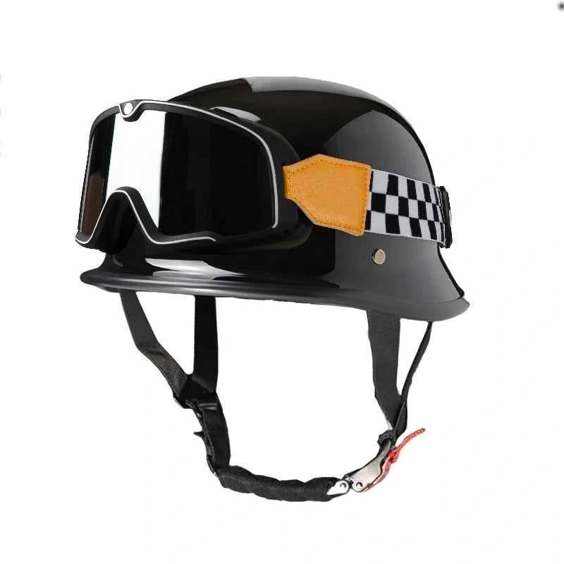DOT Retro Motorcycle Cool Goggles Half Helmet-I12