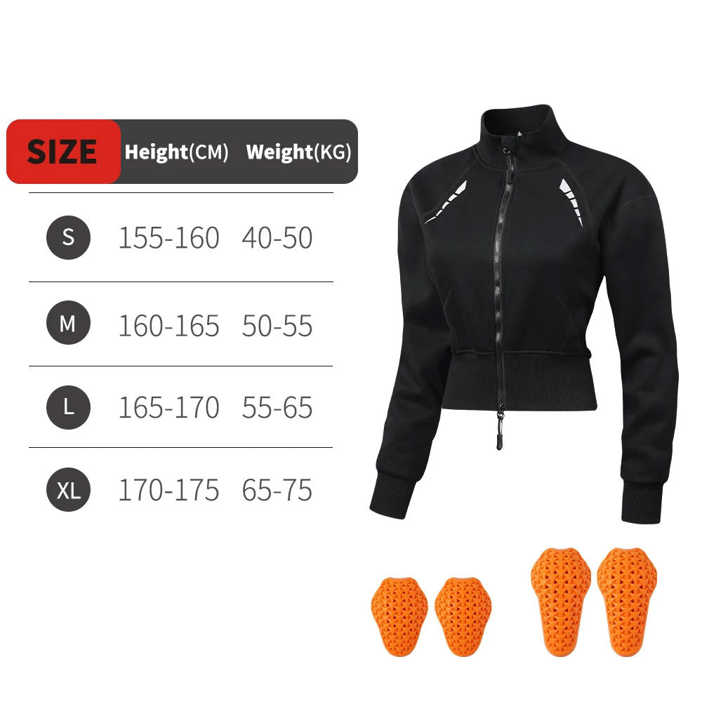 CE Protective Pad Women's Fleece-Lined Cycling Armor Jacket-J36