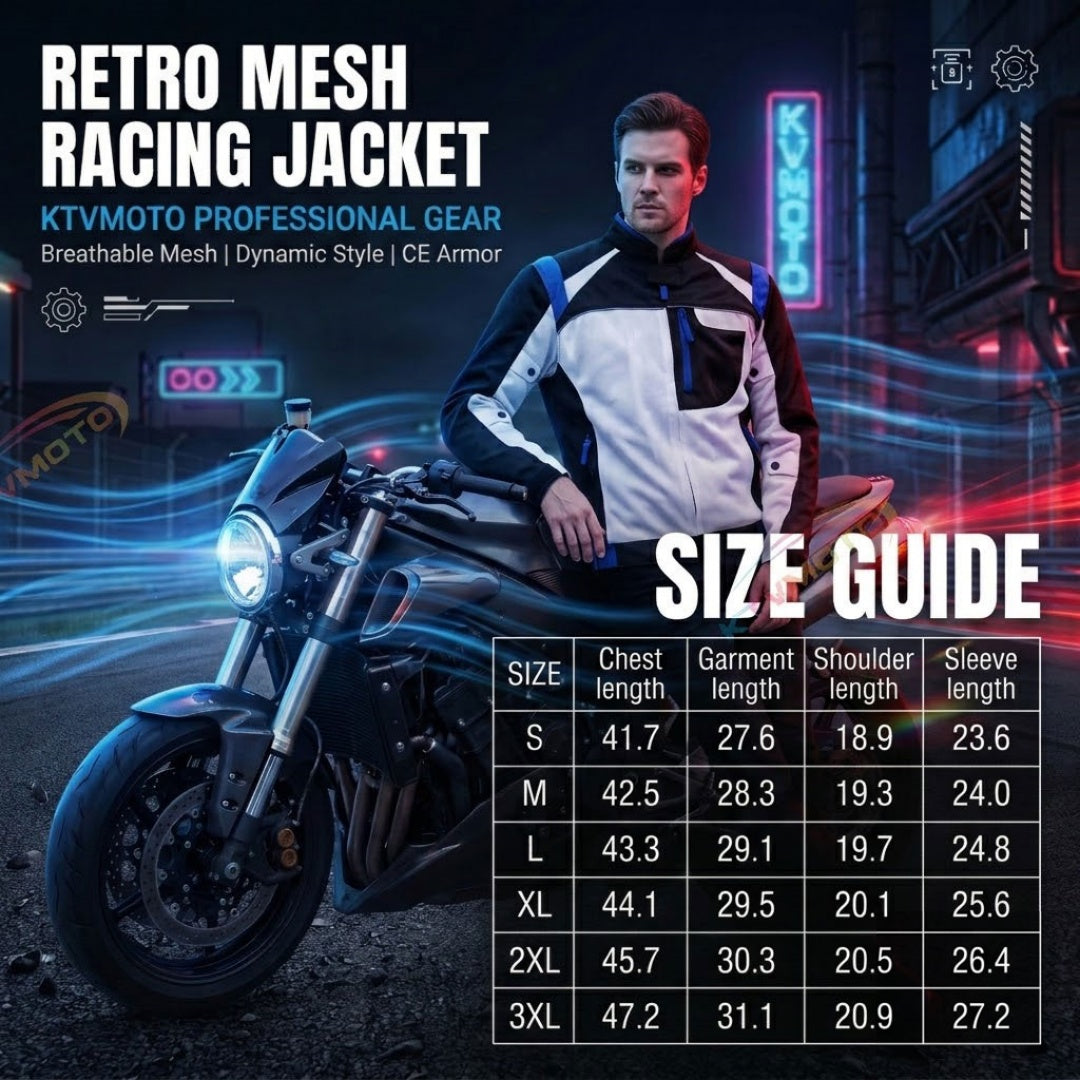 Retro Mesh Motorcycle Racing Jacket-J47