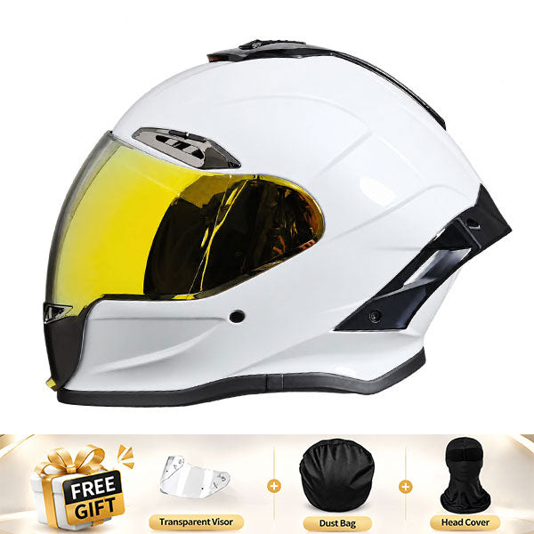 Cool full-face motorcycle helmet, featuring a rear spoiler and an extended visor-I308
