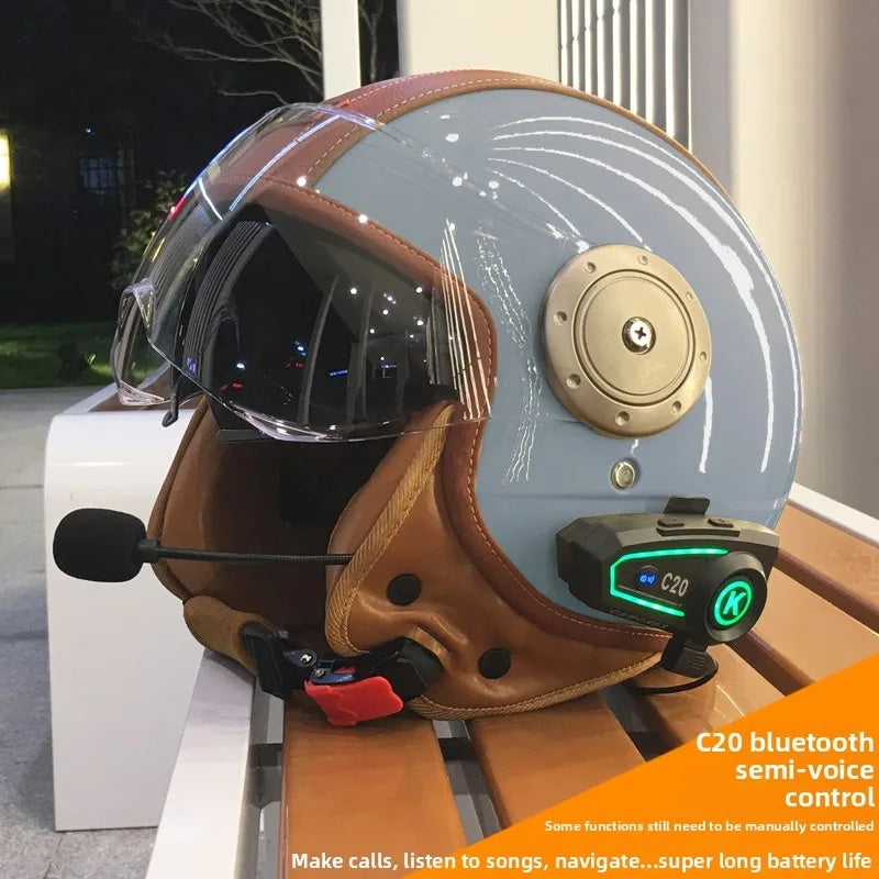 Dual-lens open-back Bluetooth motorcycle helmet-I27