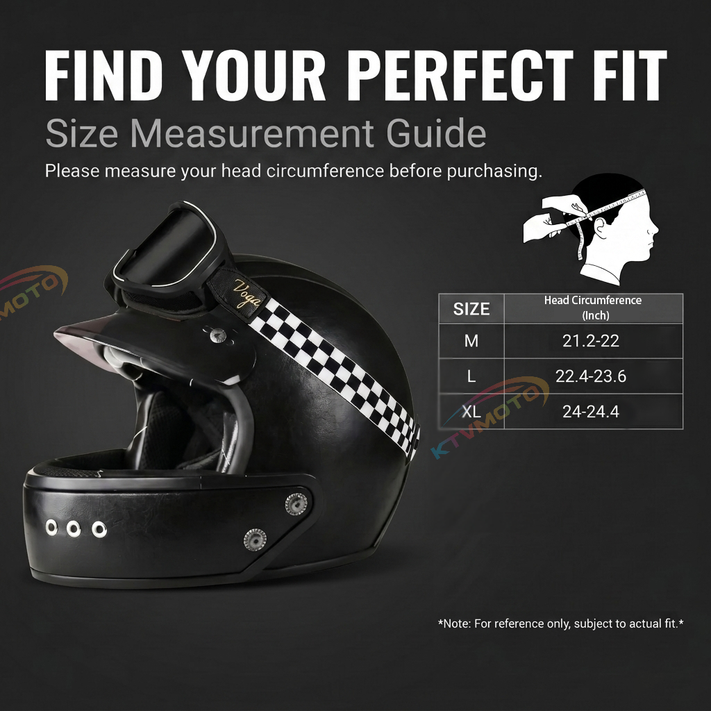 Retro full-face motorcycle helmet with retro goggles – I36