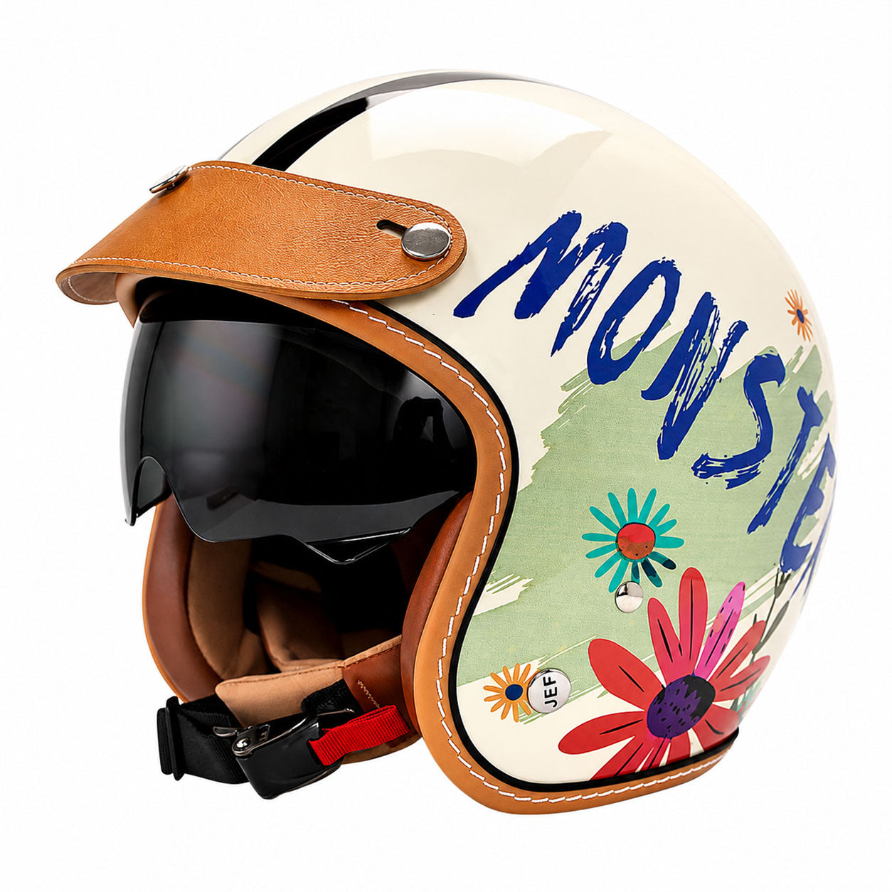 KTVMOTO Retro 3/4 Open Face Motorcycle Helmet with Sun Visor-I54