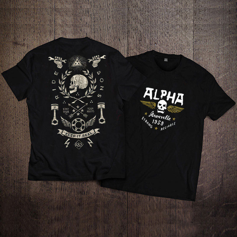 Heavyweight Retro Biker-Style Short-Sleeve T-Shirt - T01
