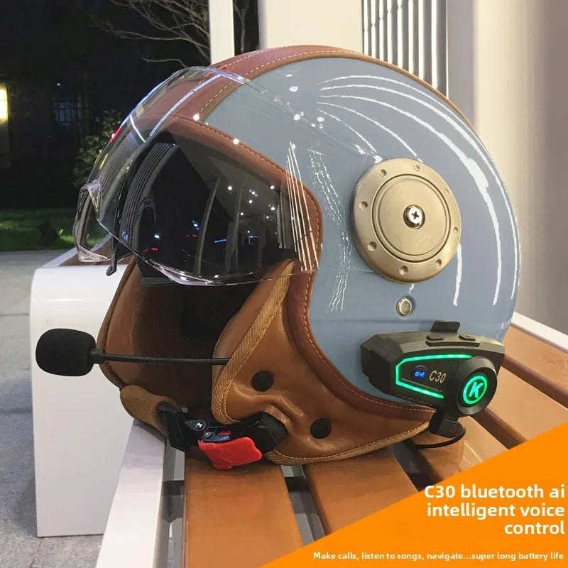 Dual-lens open-back Bluetooth motorcycle helmet-I27