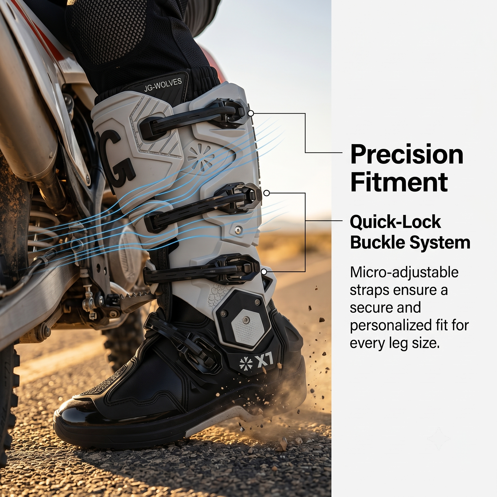 Off-road and rally motorcycle boots featuring a hinged structure-K72