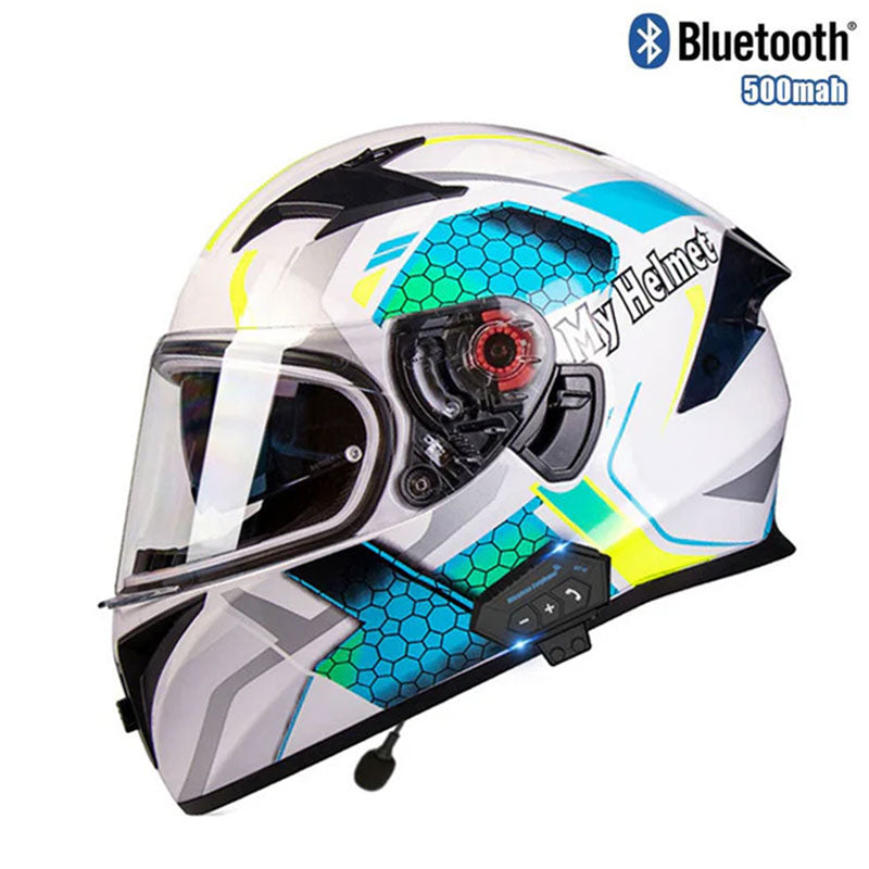 Artistic skull-painted full-face modular motorcycle helmet-I93