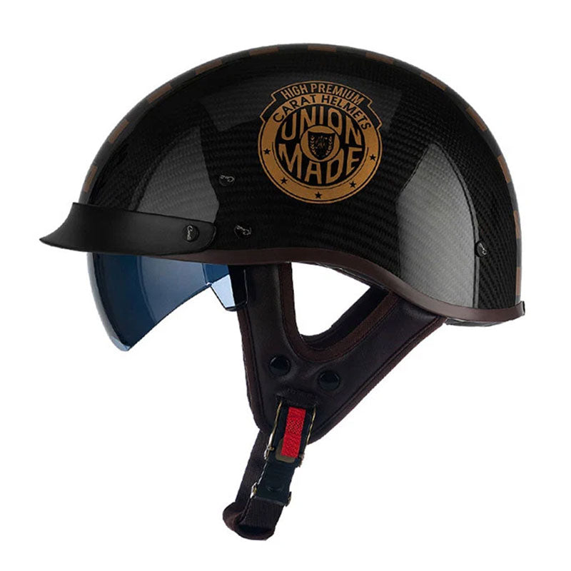 Lightweight Retro Carbon Fiber Motorcycle Half-Helmet-I138