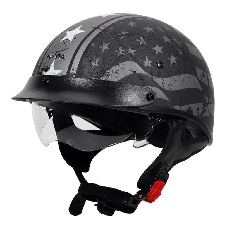 KTVMOTO Vintage Open Face Motorcycle Helmet with Visor-I38