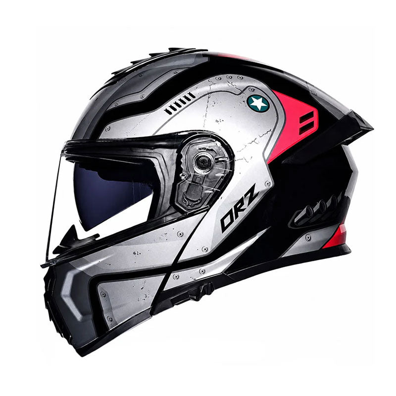 Flip-top dual-lens motorcycle helmet with taillight-I179