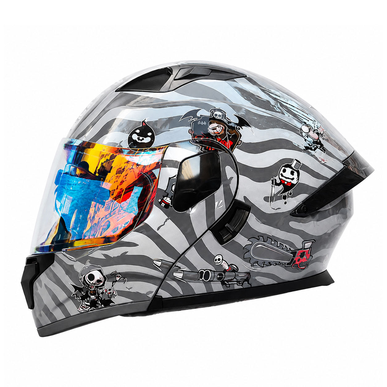 Modular Motorcycle Helmet with Dual Visors – Iridescent Cruiser Style-I185
