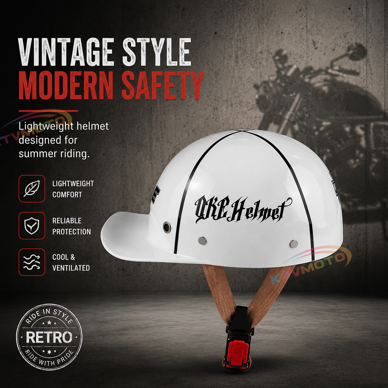 Retro baseball cap motorcycle half helme-I14