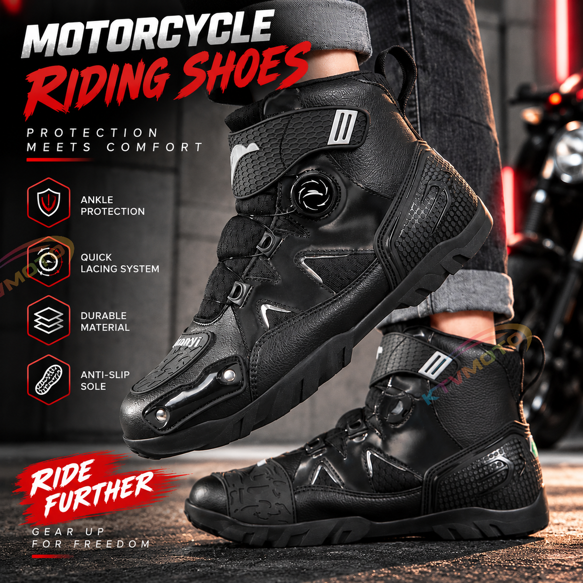 KTVMOTO Men's Motorcycle Riding Shoes Protective Ankle Boots-K172
