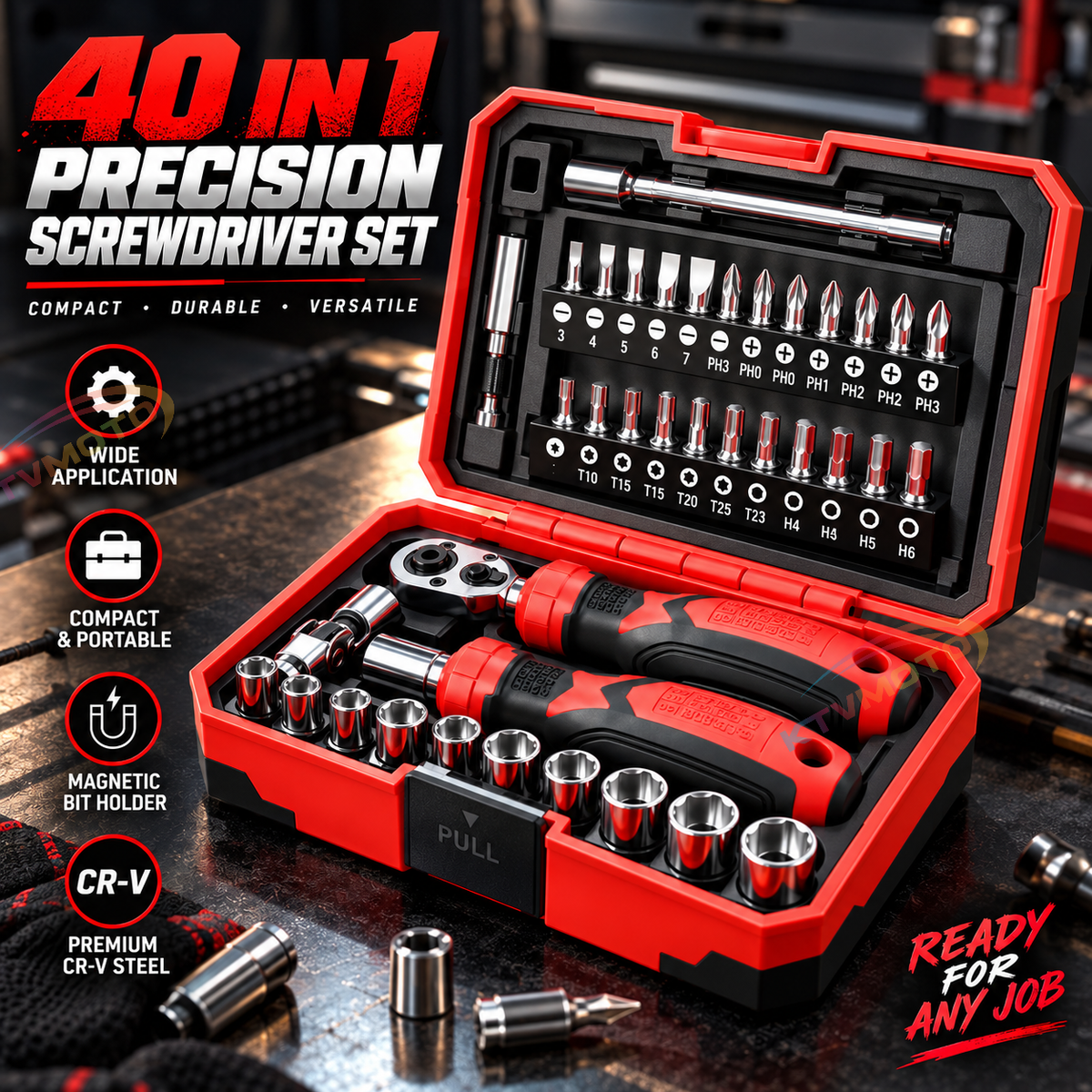 KTVMOTO Motorcycle Tool Kit with Ratchet Wrench and Screwdriver Set-MT04