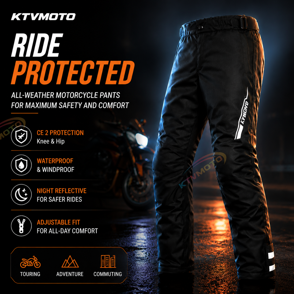 CE Quick-on/off thermal motorcycle riding pants-J88