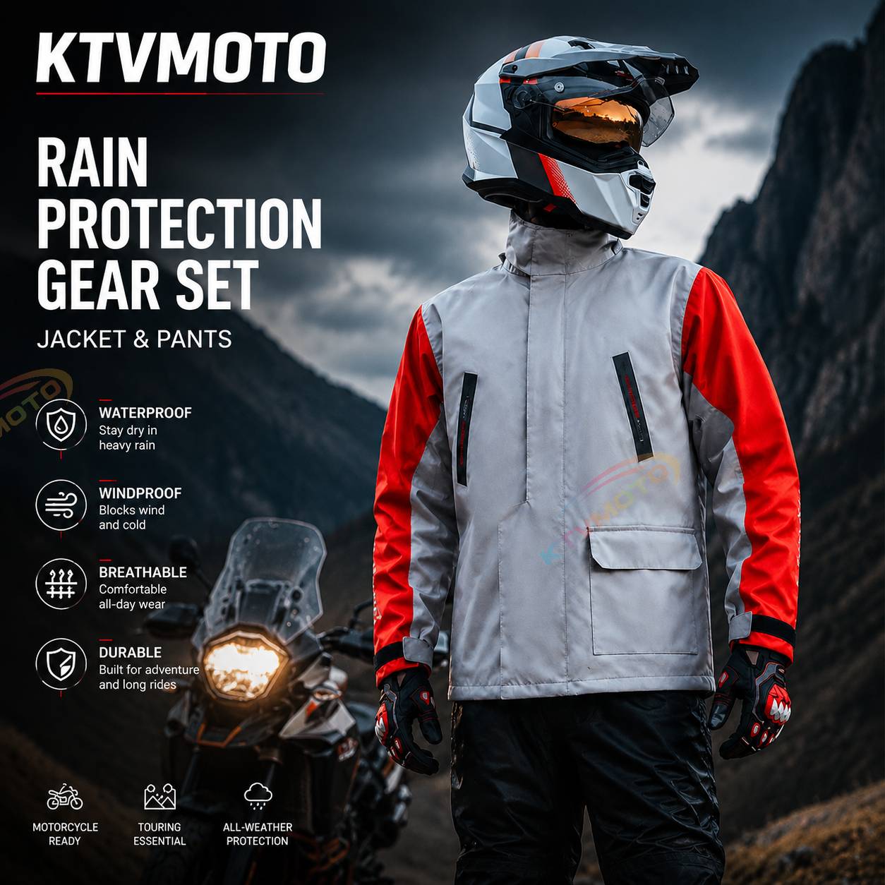 Two-piece motorcycle rain suit（Set）-C16