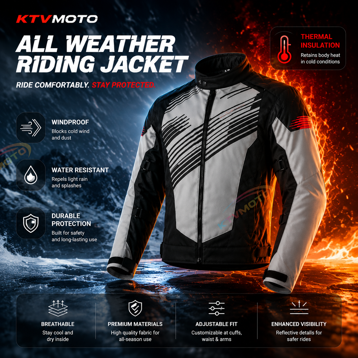 Waterproof, thickened motorcycle riding gear-J90