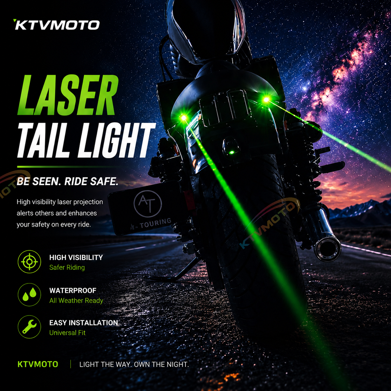 Wireless Motorcycle Laser Tail Light with Warning Strobe Projection-D23