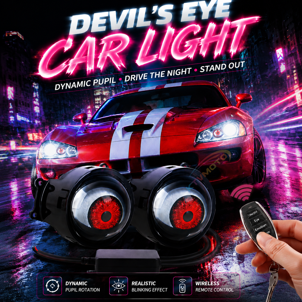 KTVMOTO Motorcycle dynamic big eyes devil eye light-D24