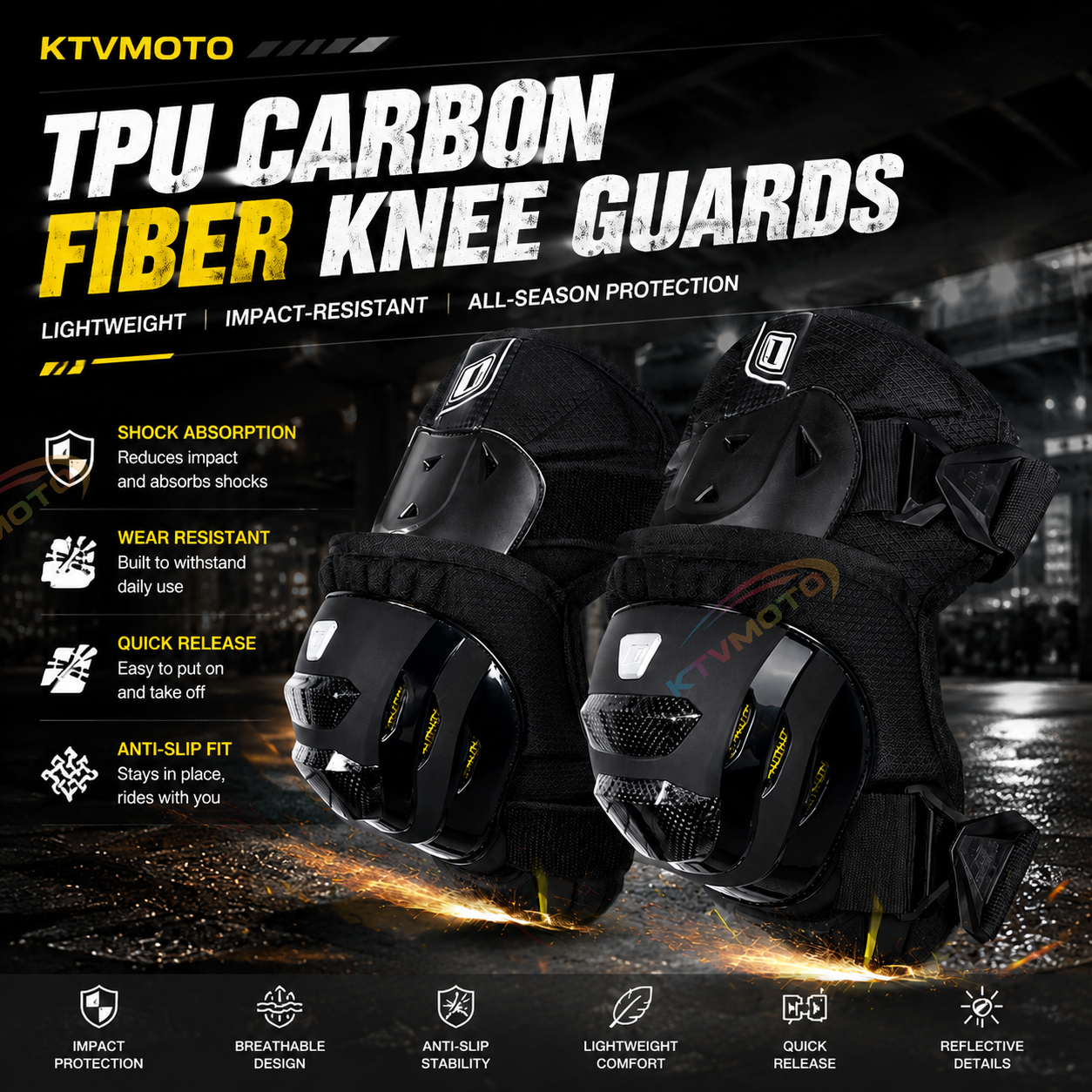 Motorcycle CE Level 2 Knee Guards-Y43