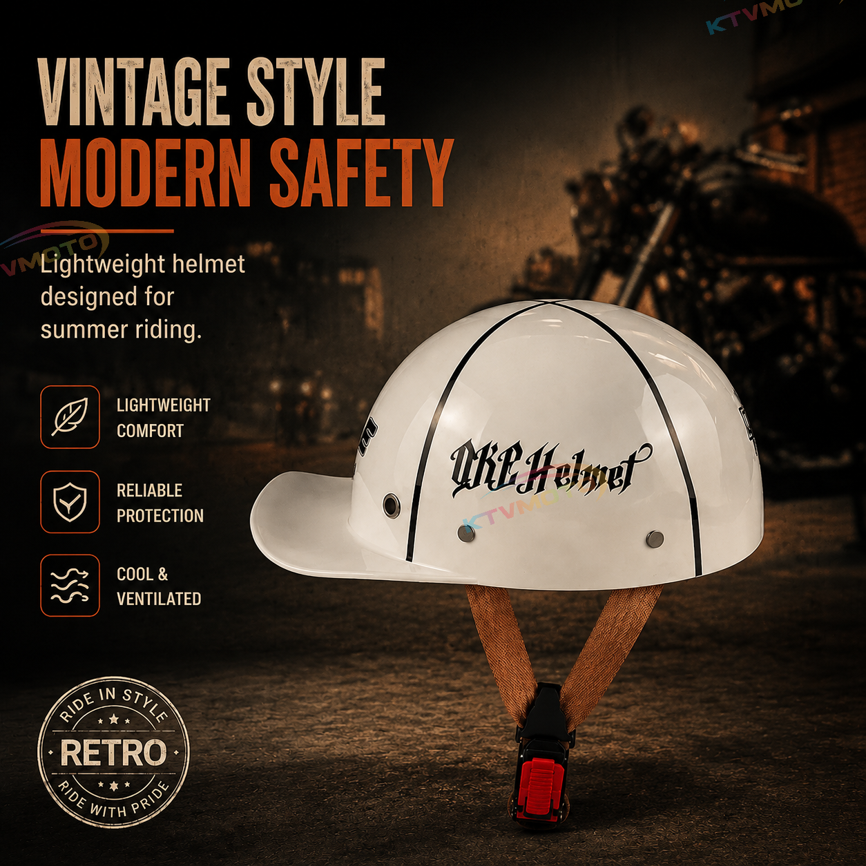 Retro baseball cap motorcycle half helme-I14