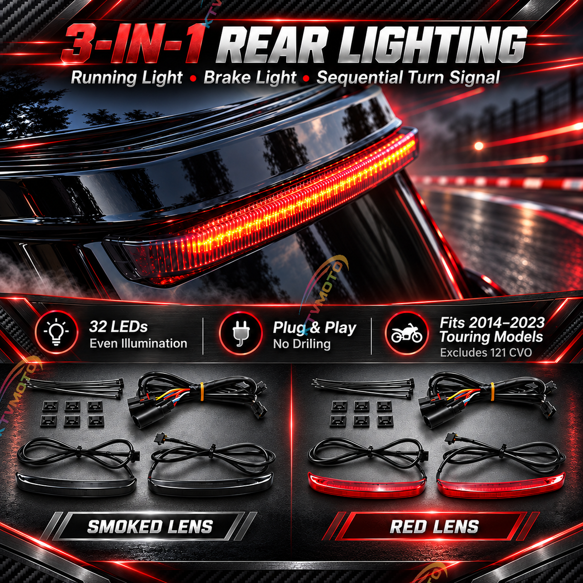 KTVMOTO Harley Touring LED Saddlebag Brake Turn Lights-ML04