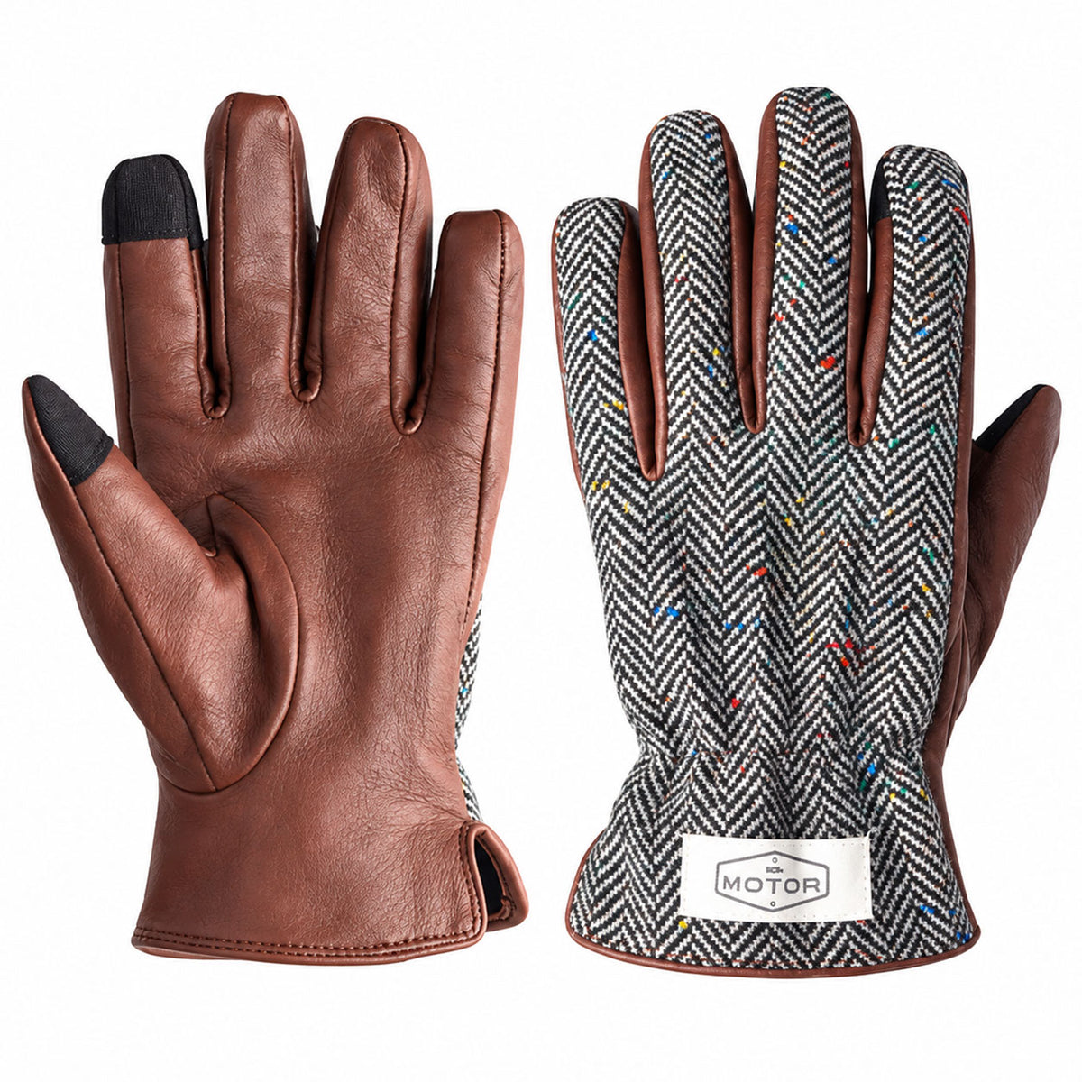 Retro Genuine Leather Patchwork Long Biker Gloves-G51