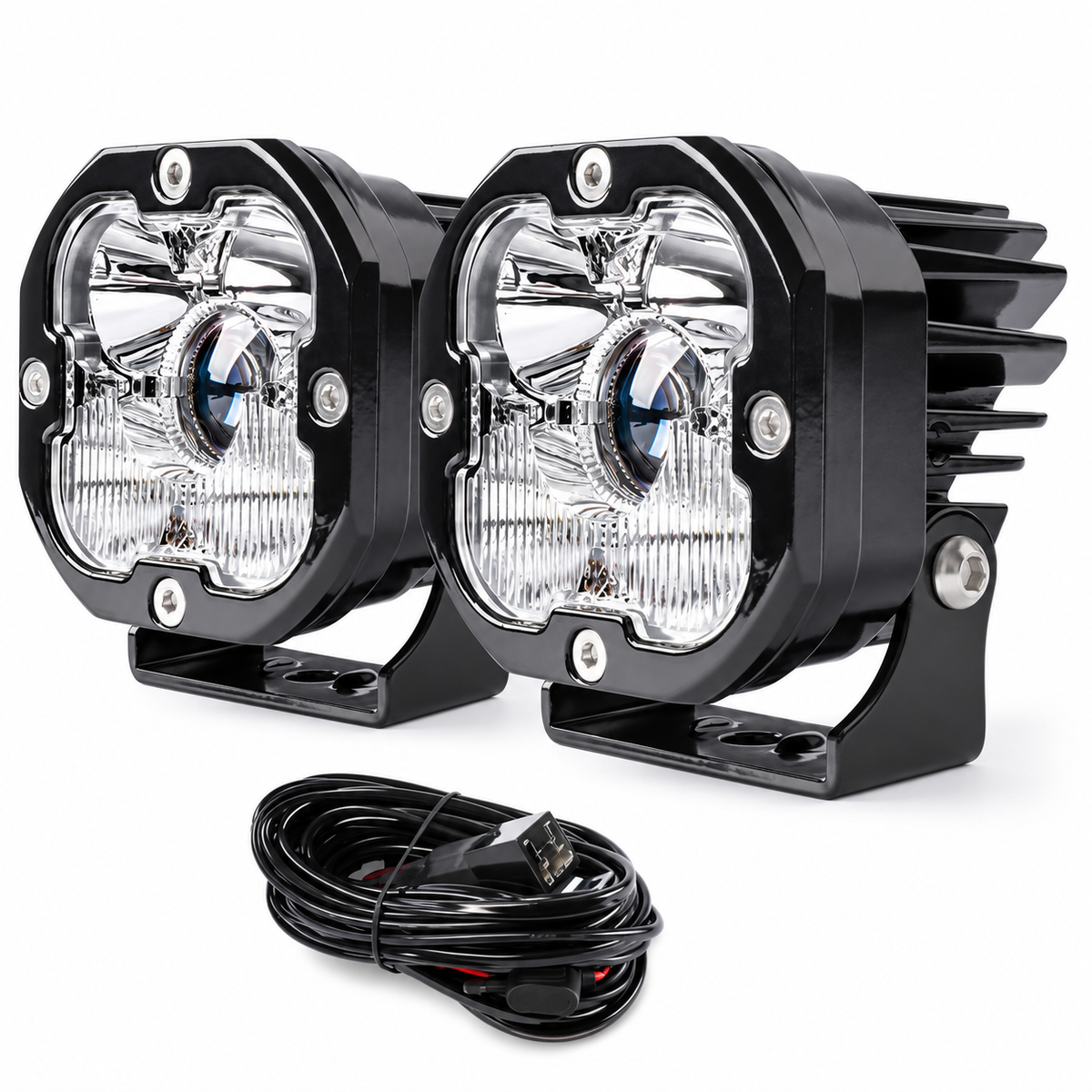 KTVMOTO LED Motorcycle Driving Lights with Wiring Harness Kit-D27