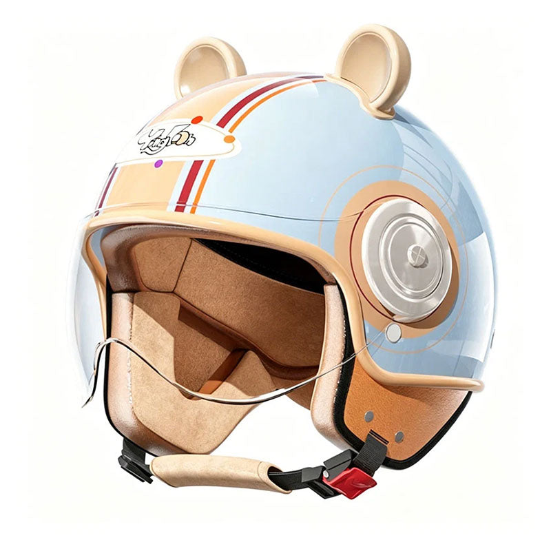Cute bear ear convertible motorcycle helmet for kids-I79