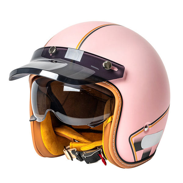Retro-style open-face 3/4 motorcycle helmet-I140