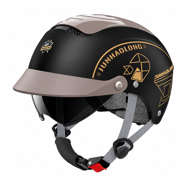KTVMOTO Retro Half Helmet with Built-in Sun Visor for Riders-I274