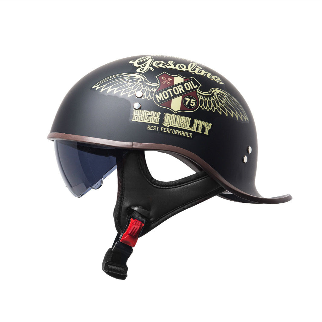 KTVMOTO Vintage Half Helmet with Visor – Retro Motorcycle Helmet-I277