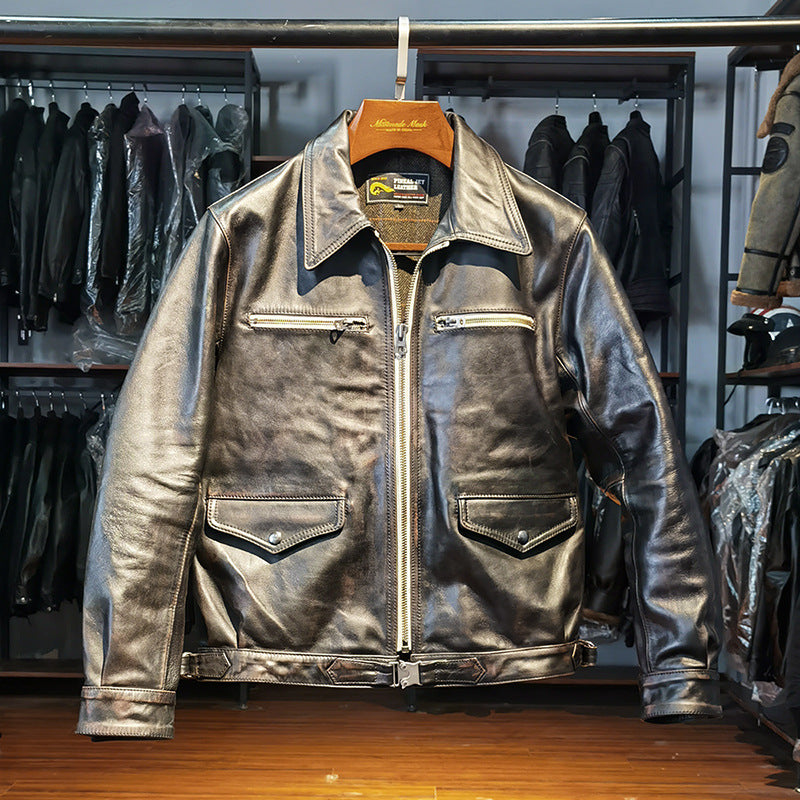 Retro WWII Hartmann German Flight Leather Jacket-A44