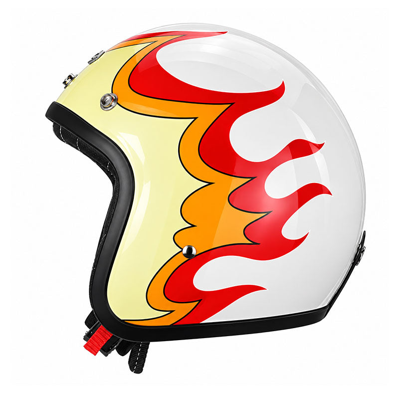 Retro Flame Pattern Convertible Motorcycle Helmet-I64