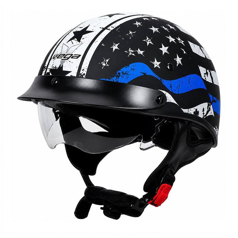 KTVMOTO Vintage Open Face Motorcycle Helmet with Visor-I38