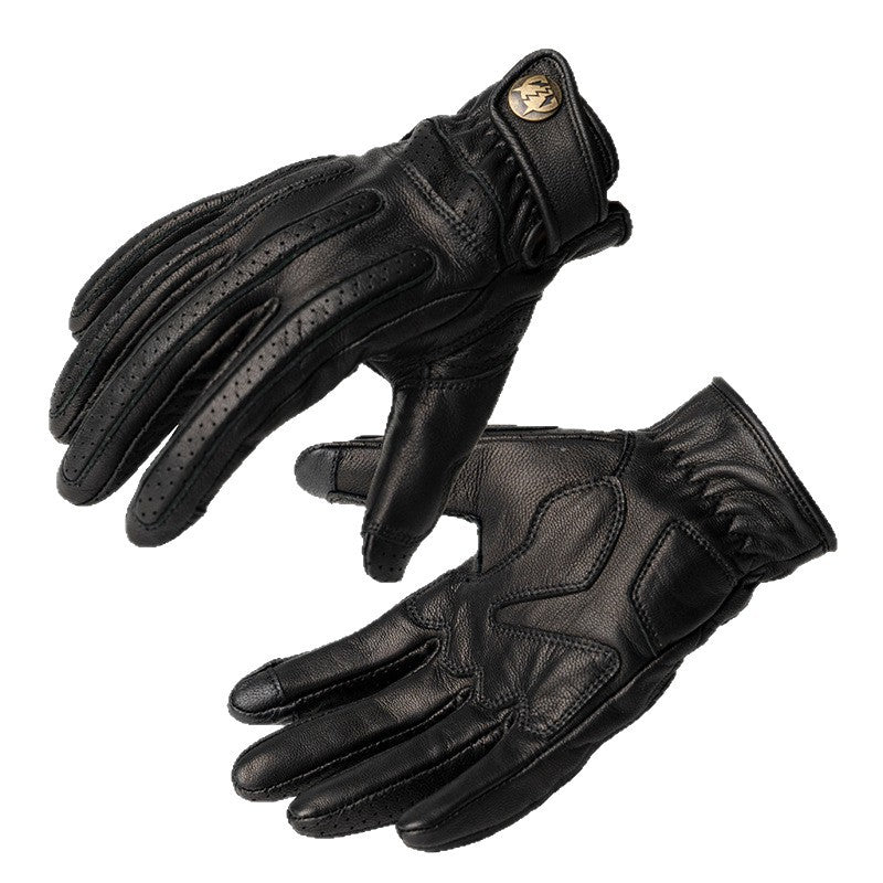 Retro Cruiser Motorcycle Gloves Genuine Leather Sheepskin Harley Crashproof