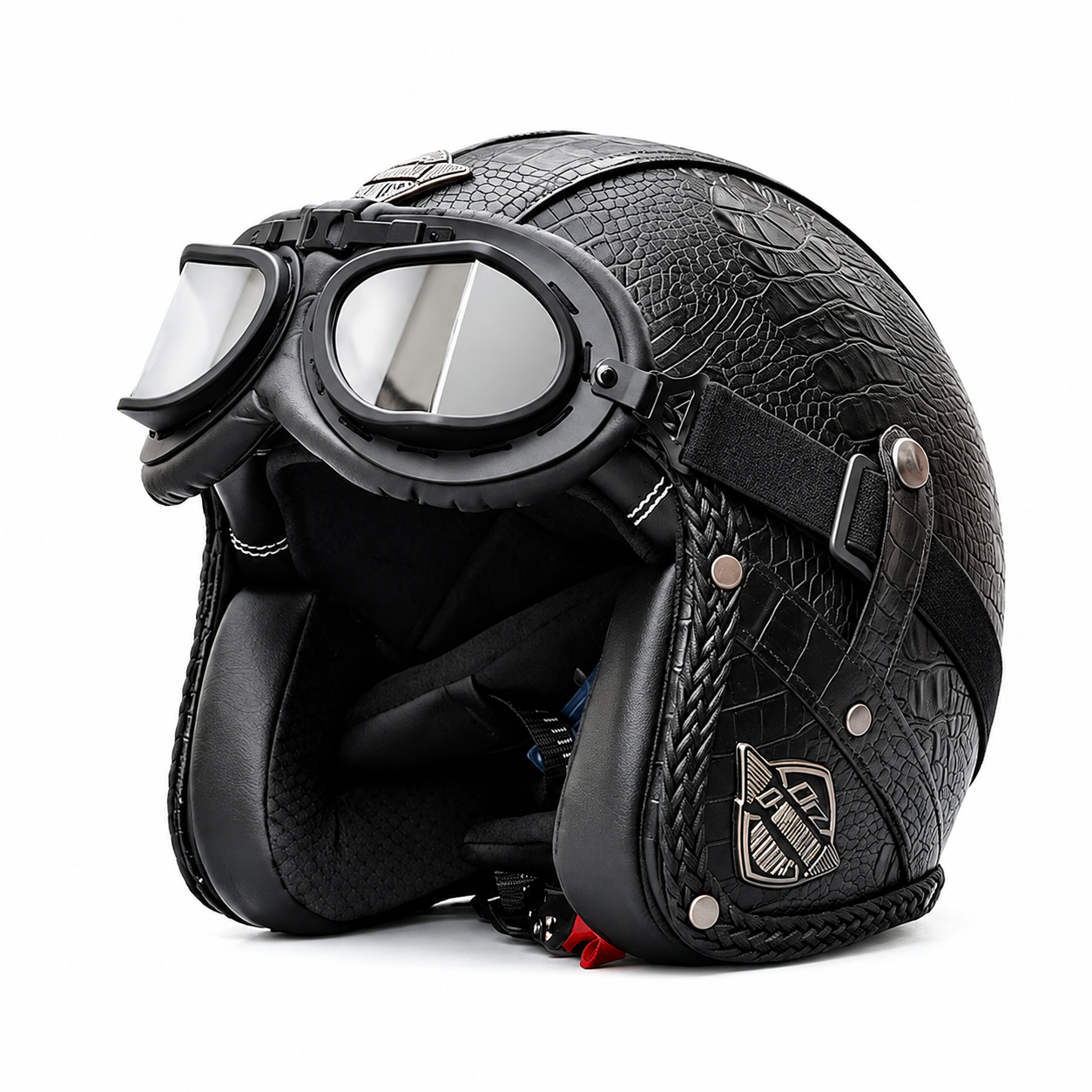 KTVMOTO Matte Leather Retro Motorcycle Half Helmet-I19